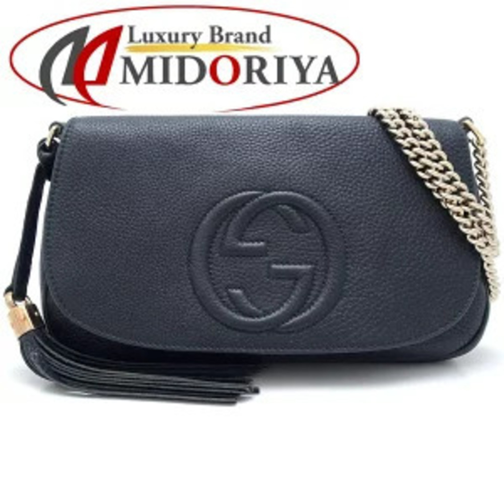 GUCCI Soho Disco Shoulder Bag Leather Black